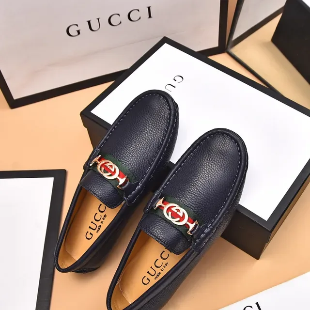 Gucci Horsebit 1955 Black Pebbled Leather Web Stripe Loafers 8