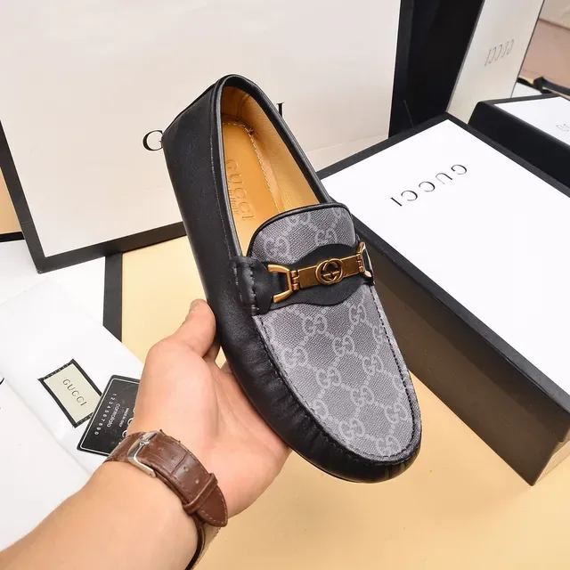 Gucci Horsebit 1955 Gray and Black GG Monogram Loafers 6