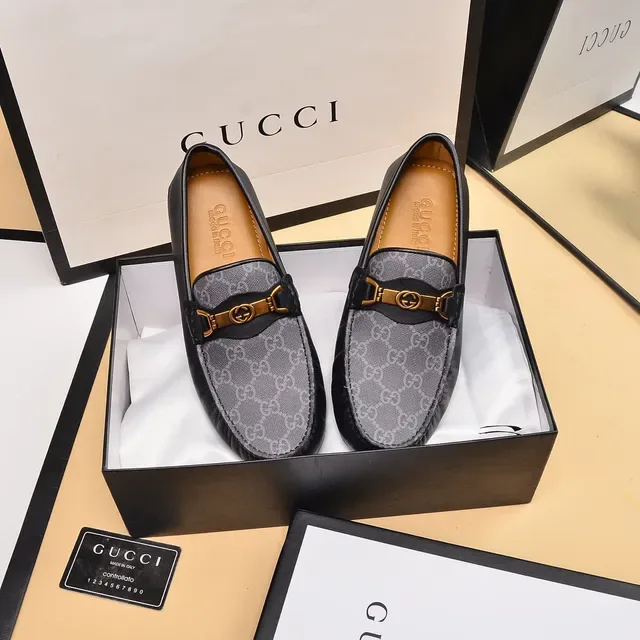 Gucci Horsebit 1955 Gray and Black GG Monogram Loafers 8