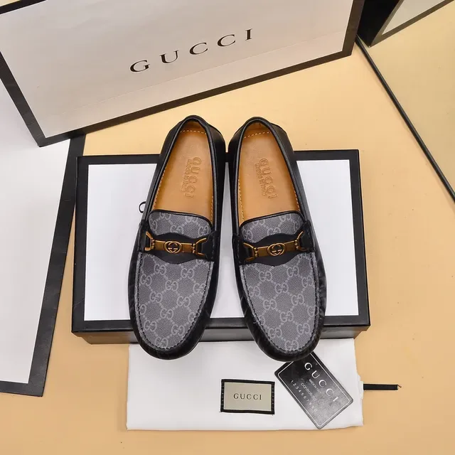 Gucci Horsebit 1955 Gray and Black GG Monogram Loafers 9