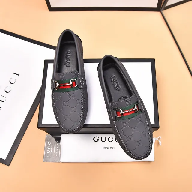 Gucci Horsebit 1955 Gray Red Embossed GG Monogram Buckle Loafer 2