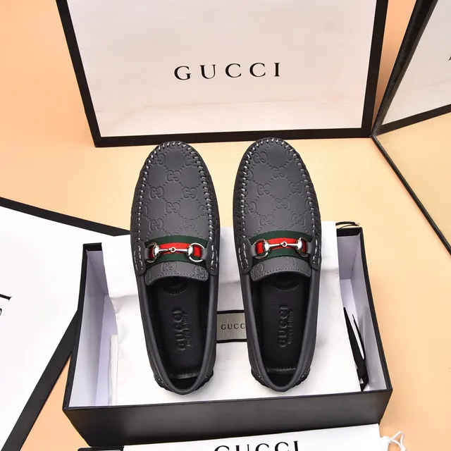Gucci Horsebit 1955 Gray Red Embossed GG Monogram Buckle Loafer 3