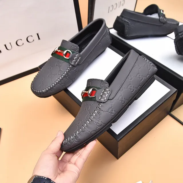 Gucci Horsebit 1955 Gray Red Embossed GG Monogram Buckle Loafer 4