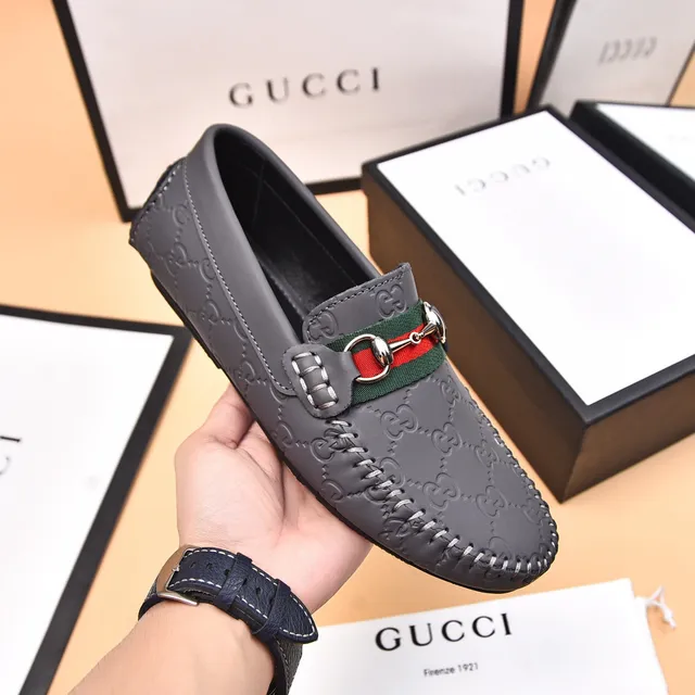 Gucci Horsebit 1955 Gray Red Embossed GG Monogram Buckle Loafer 5