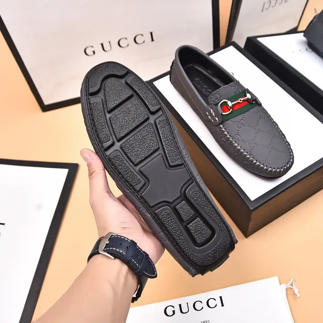 Gucci Horsebit 1955 Gray Red Embossed GG Monogram Buckle Loafer 7