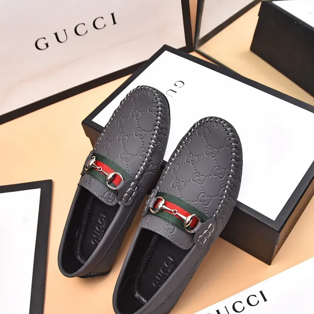 Gucci Horsebit 1955 Gray Red Embossed GG Monogram Buckle Loafer 8