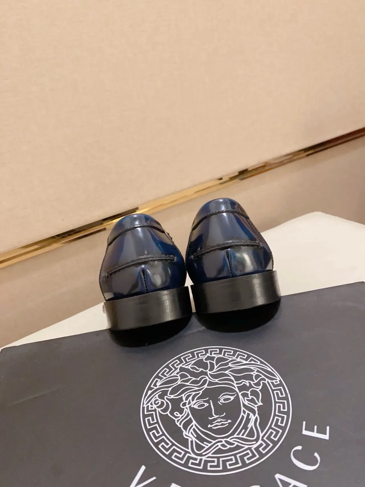 Gucci Horsebit 1955 Navy Blue Gold Buckle Loafers 3