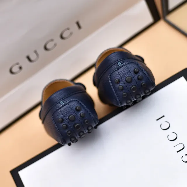 Gucci Horsebit 1955 Bleu marine Cuir grainé Mocassins 3