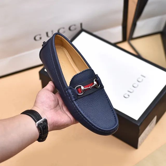 Gucci Horsebit 1955 Bleu marine Cuir grainé Mocassins 6