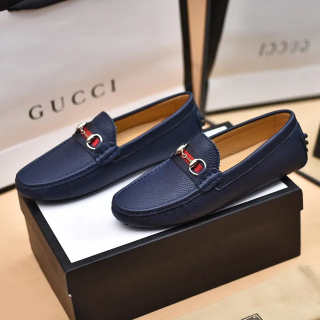 Gucci Horsebit 1955 Bleu marine Cuir grainé Mocassins 9