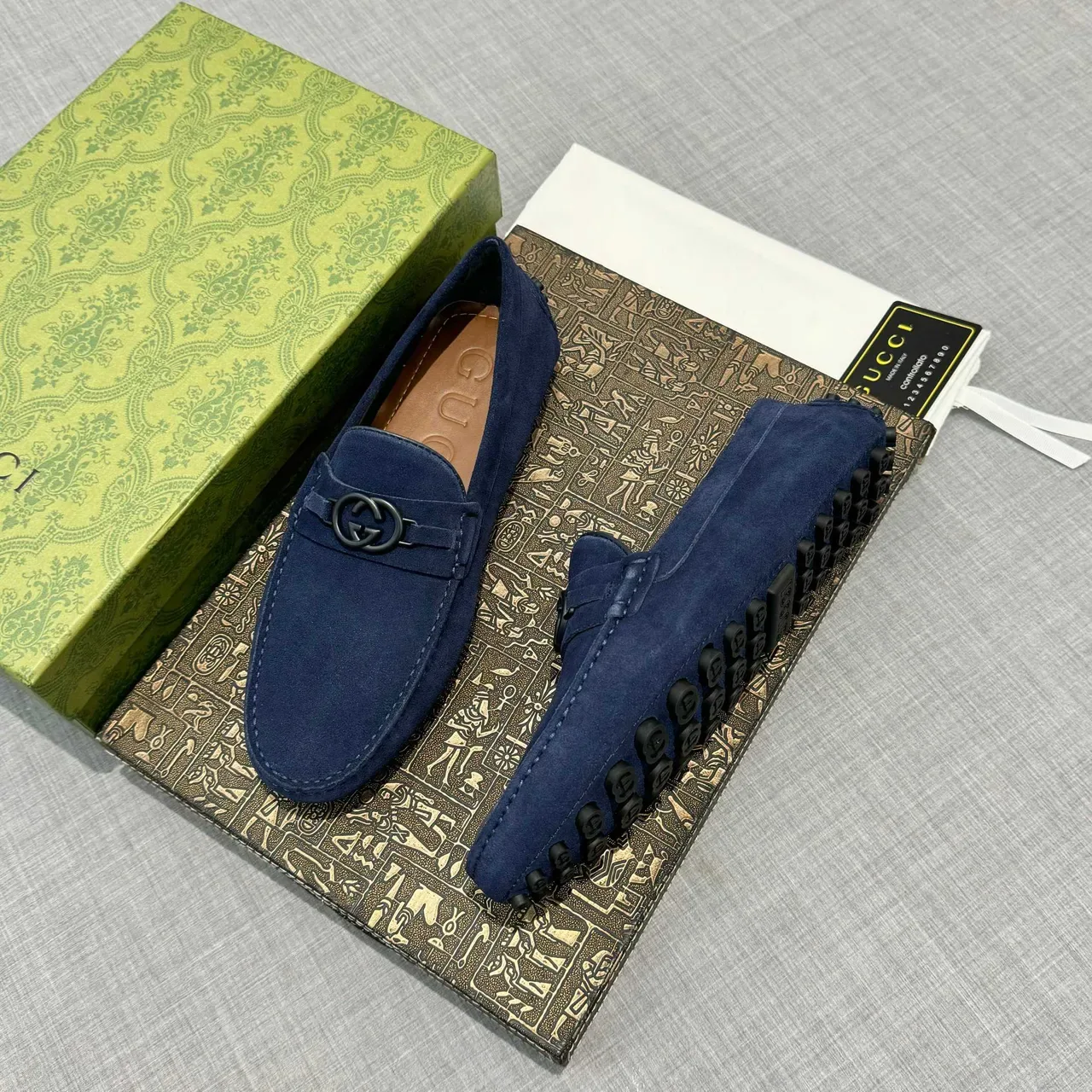 Gucci Horsebit 1955 Navy Suede Loafers 2
