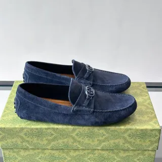Gucci Horsebit 1955 Navy Suede Loafers