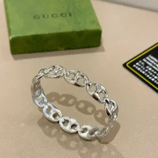سوار Gucci Horsebit 1955 فضة مصقولة سلاسل بيضاوية متشابكة