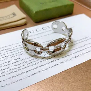 Gucci Horsebit 1955 Polished Silver-Tone Interlocking Oval-Link Bracelet
