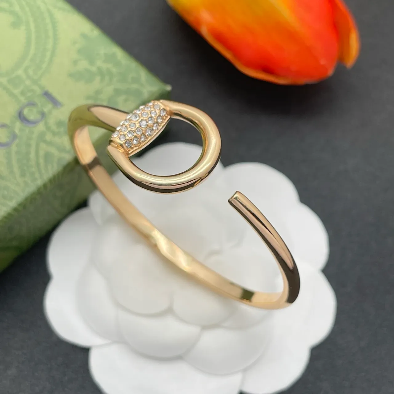 Gucci Horsebit 1955 Rose Gold-Tone Pavé Crystal Bracelet 8