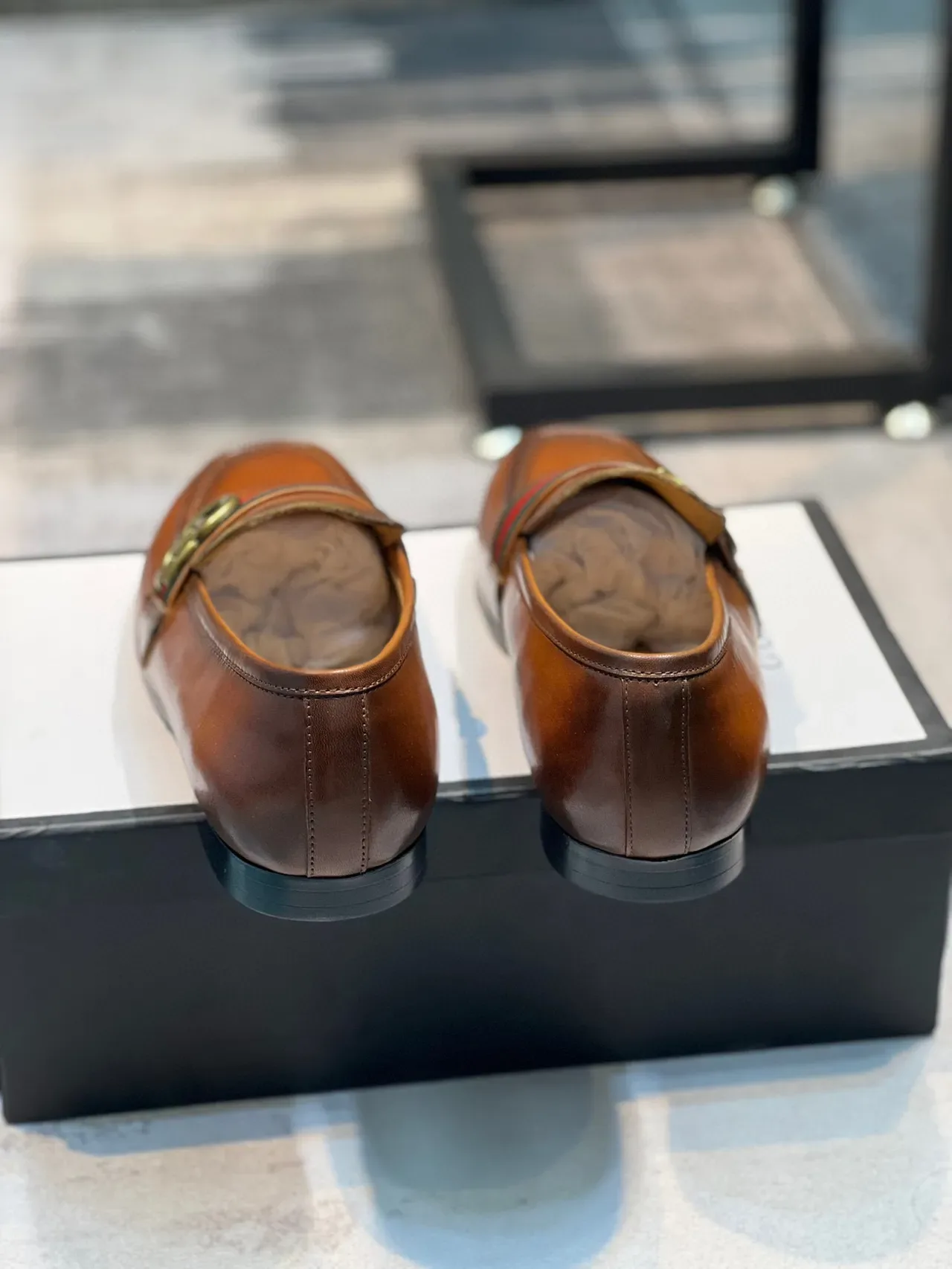 Gucci Horsebit 1955 Tan Leather Web Strap Loafer 2