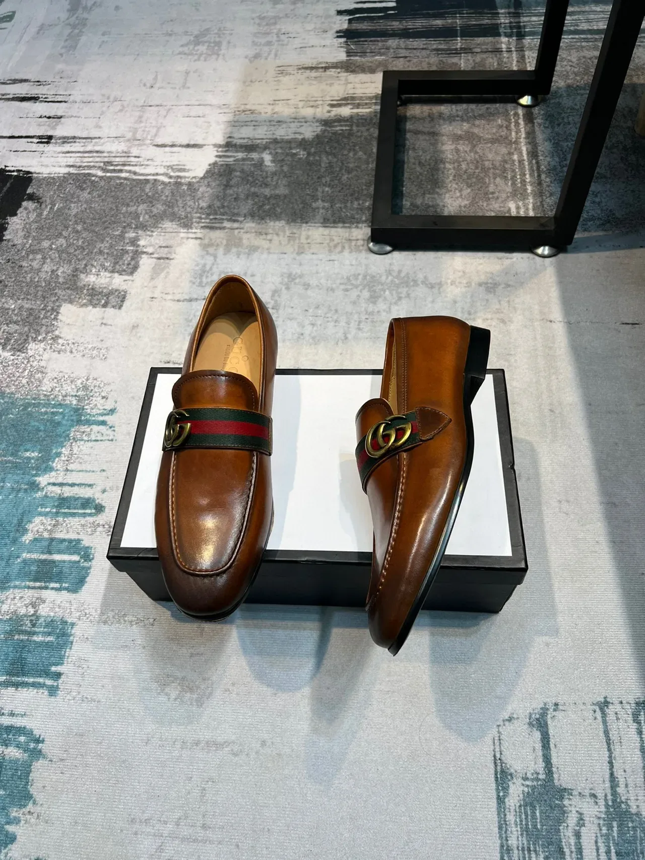 Gucci Horsebit 1955 Tan Leather Web Strap Loafer 3