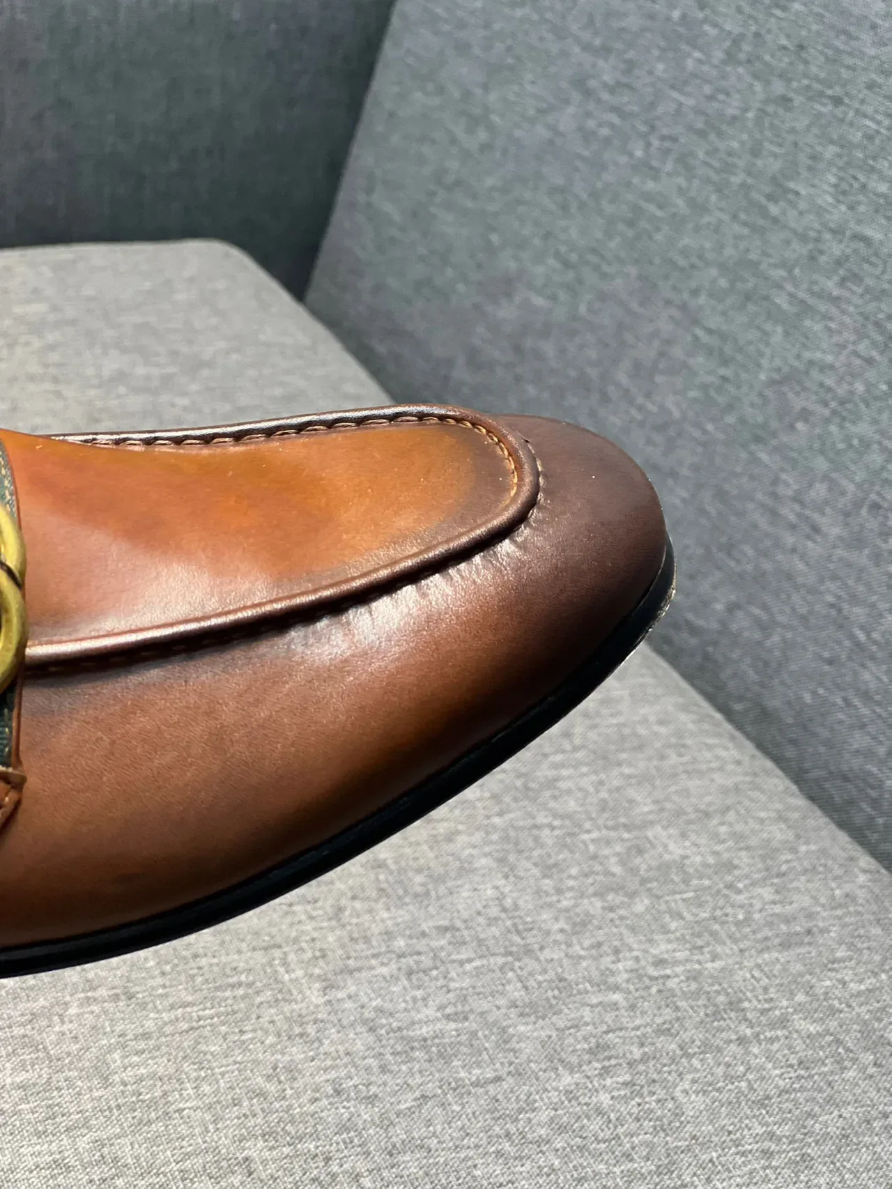 Gucci Horsebit 1955 Tan Leather Web Strap Loafer 4