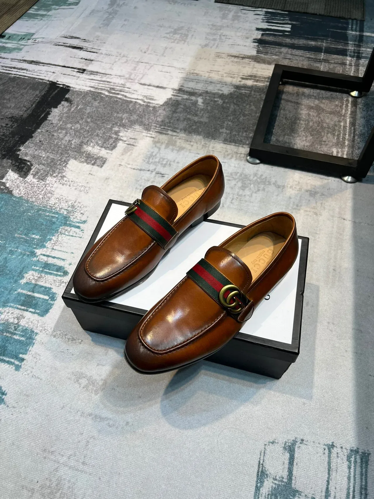 Gucci Horsebit 1955 Tan Leather Web Strap Loafer 5