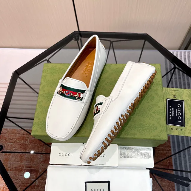 Gucci Horsebit 1955 White Leather Loafers 4