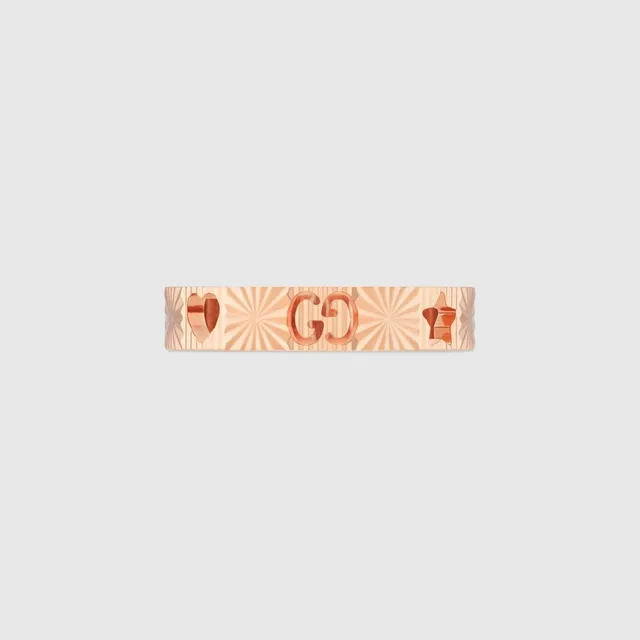 Bague Gucci Icon Series 18K Or Rose avec étoile 9