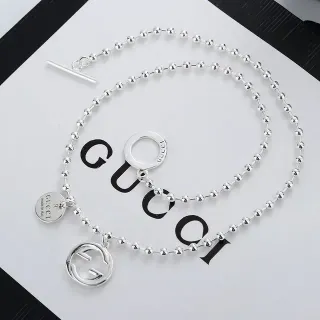Gucci Interlocking G Beaded Ball Chain Necklace