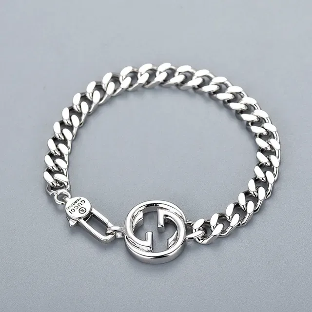 Gucci Interlocking G Curb-Link Silver Bracelet 4