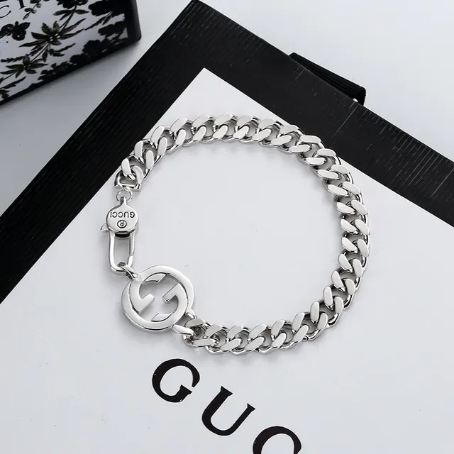 Gucci Interlocking G Curb-Link Silver Bracelet 5
