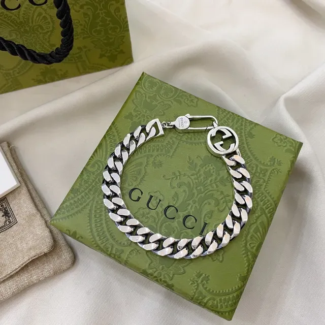 Gucci Interlocking G Curb-Link Silver Bracelet 5