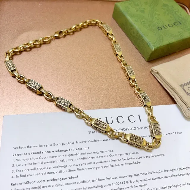 Gucci Interlocking G Logo Gold-Tone Chain Necklace 5