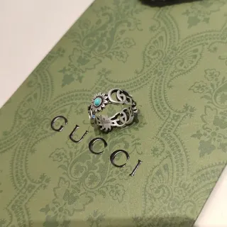 Gucci Interlocking G Sunflower Turquoise Ring