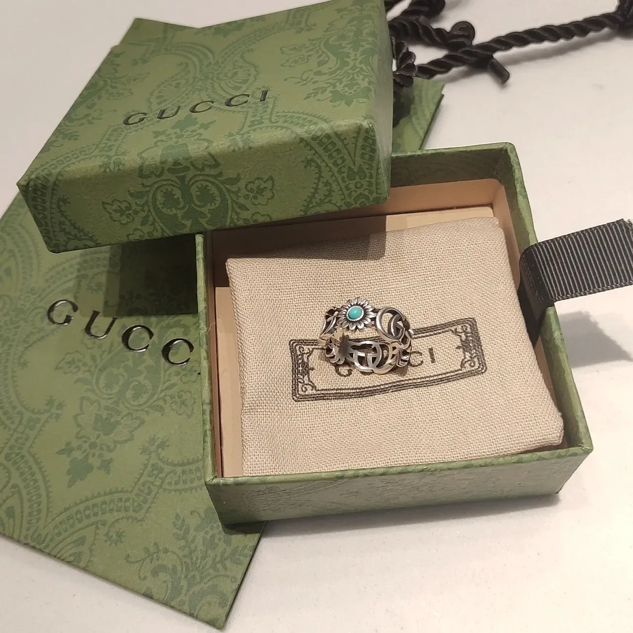 Gucci Interlocking G Sunflower Turquoise Ring 4