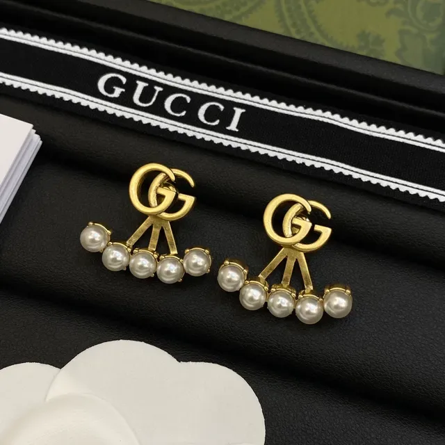 Gucci Interlocking GG Crystal Fan Earrings 3