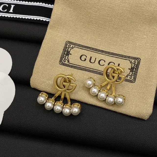 Gucci Interlocking GG Crystal Fan Earrings 4