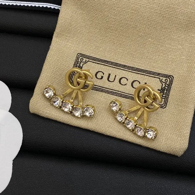 Gucci Interlocking GG Crystal Fan Earrings 5
