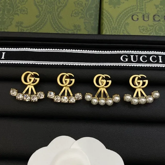 Gucci Interlocking GG Crystal Fan Earrings 6
