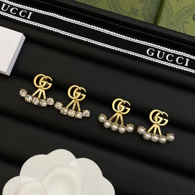 Gucci Interlocking GG Crystal Fan Earrings 7