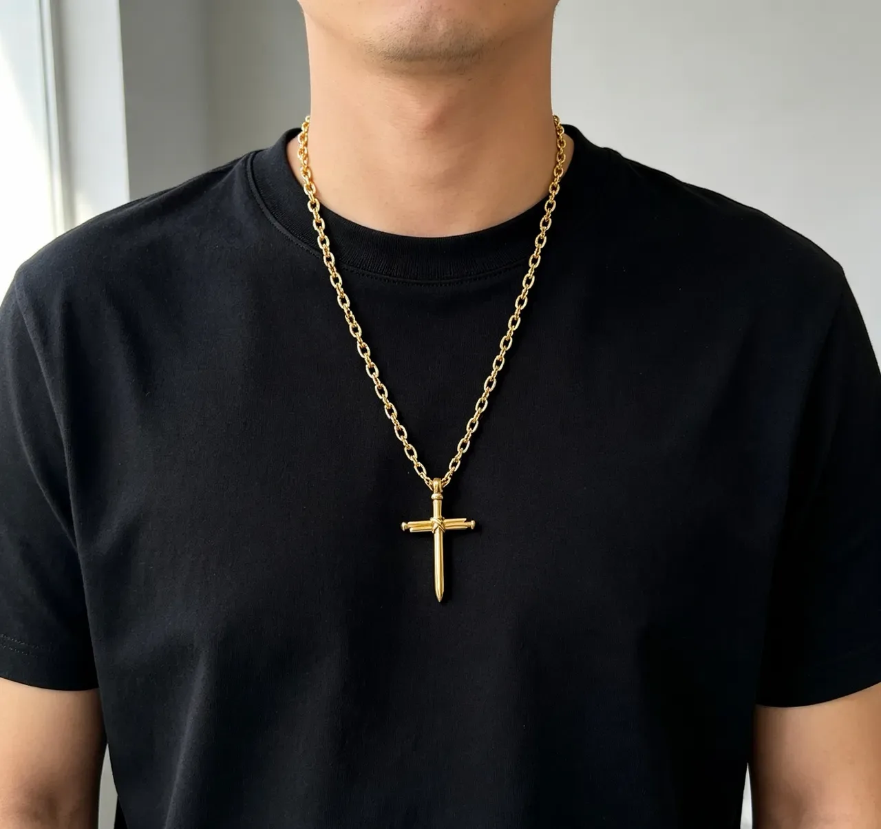 Gucci Knotted Sword Cross Gold-Tone Necklace 2
