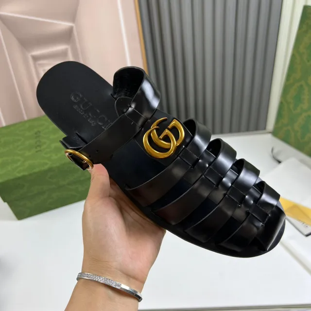 Gucci Medusa Gladiator Sandal Black Gold Multi-Strap Head Hardware Gladiator Sandals 3