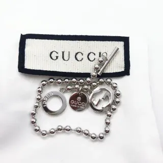 Gucci Multi-Charm Ball Chain Silver Toggle Clasp Bracelet
