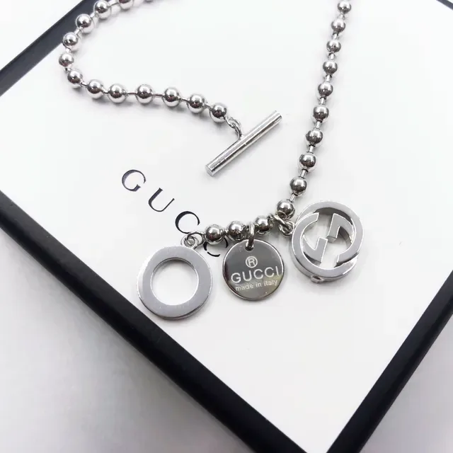 Gucci Multi-Charm Ball Chain Silver Toggle Clasp Bracelet 2
