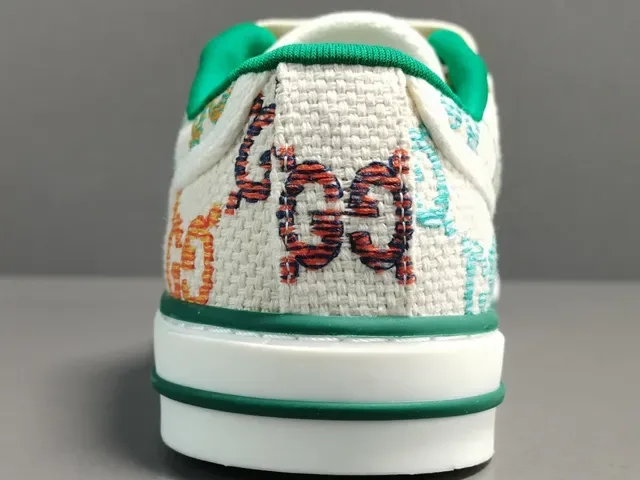 Gucci Multicolor White Jacquard GG-Print Upper Green-Red-Green Web Stripe Lifestyle Sneakers 8