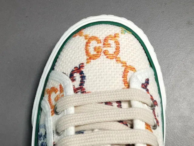 Gucci Multicolor White Jacquard GG-Print Upper Green-Red-Green Web Stripe Lifestyle Sneakers 9