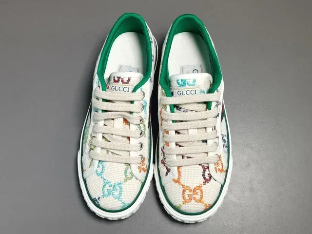Gucci Multicolor White Jacquard GG-Print Upper Green-Red-Green Web Stripe Lifestyle Sneakers 13