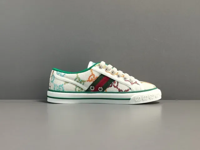 Gucci Multicolor White Jacquard GG-Print Upper Green-Red-Green Web Stripe Lifestyle Sneakers 14
