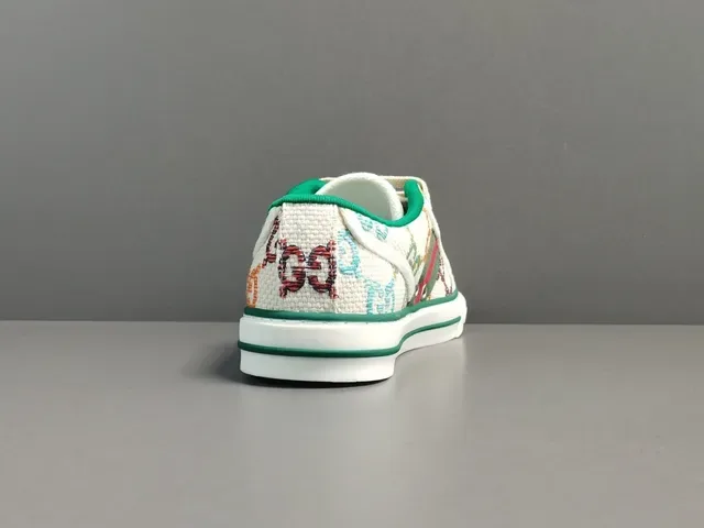 Gucci Multicolor White Jacquard GG-Print Upper Green-Red-Green Web Stripe Lifestyle Sneakers 16