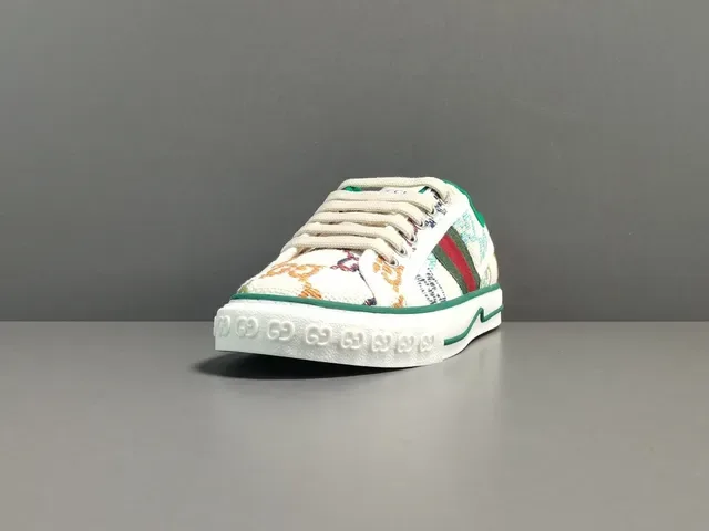 Gucci Multicolor White Jacquard GG-Print Upper Green-Red-Green Web Stripe Lifestyle Sneakers 17