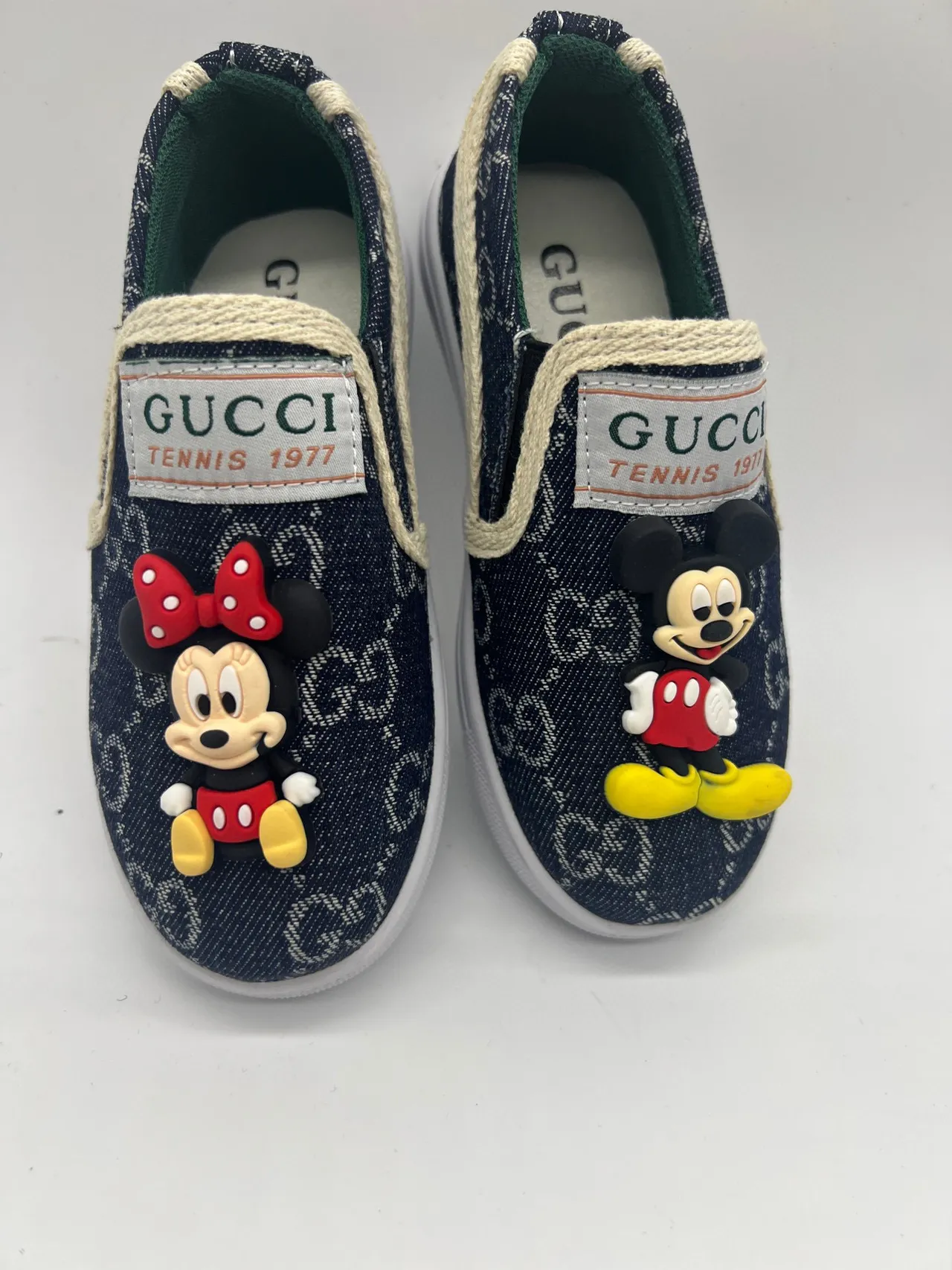 Gucci Navy Multicolor GG Monogram Jacquard Upper 3D Disney Character Appliqués Canvas Shoes 5