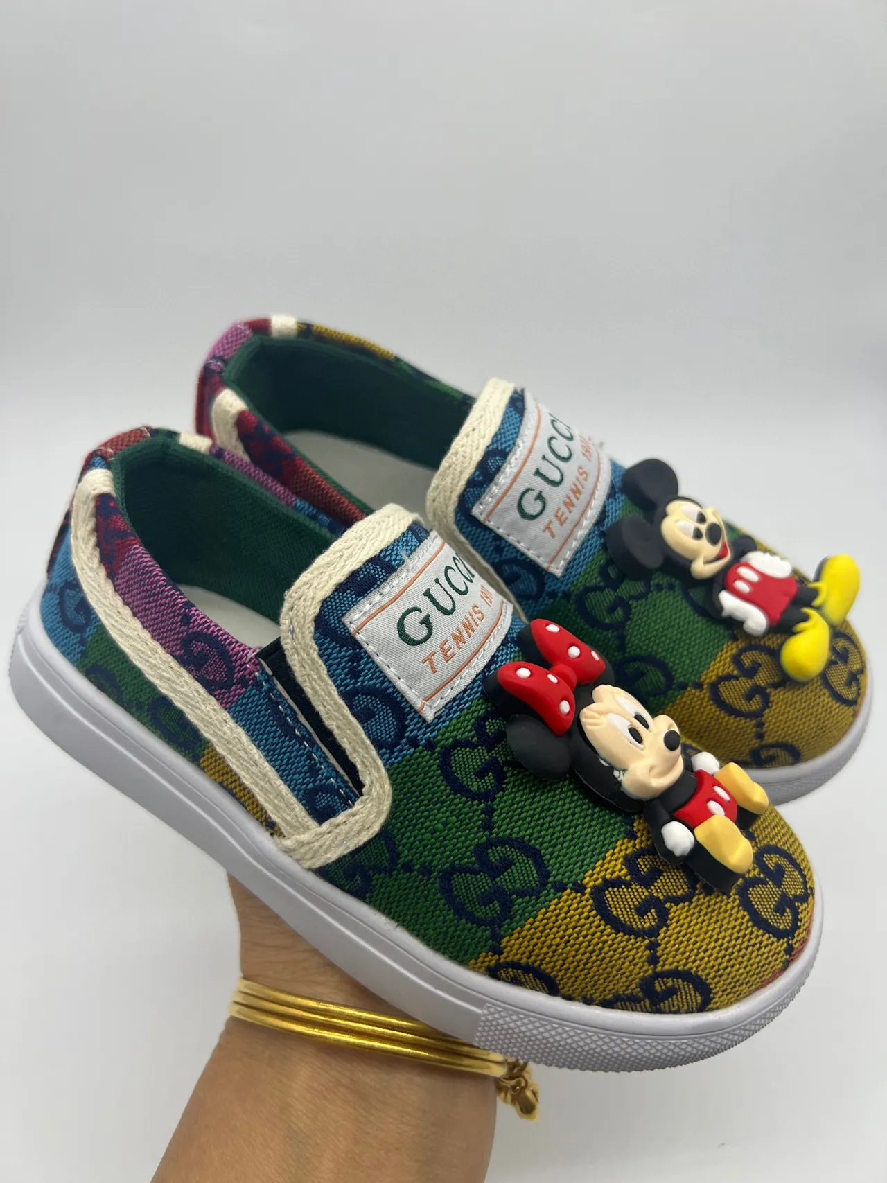 Gucci Navy Multicolor GG Monogram Jacquard Upper 3D Disney Character Appliqués Canvas Shoes 11