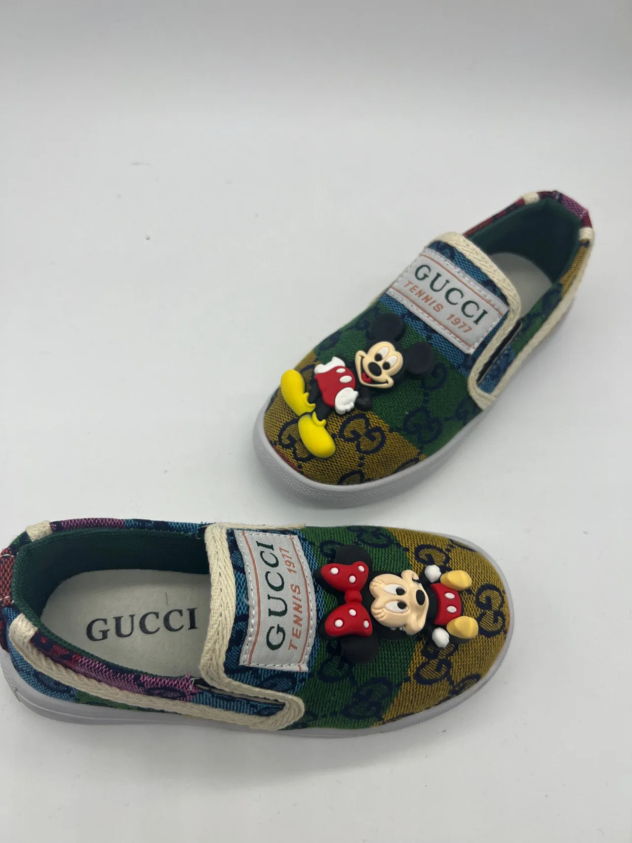 Gucci Navy Multicolor GG Monogram Jacquard Upper 3D Disney Character Appliqués Canvas Shoes 14